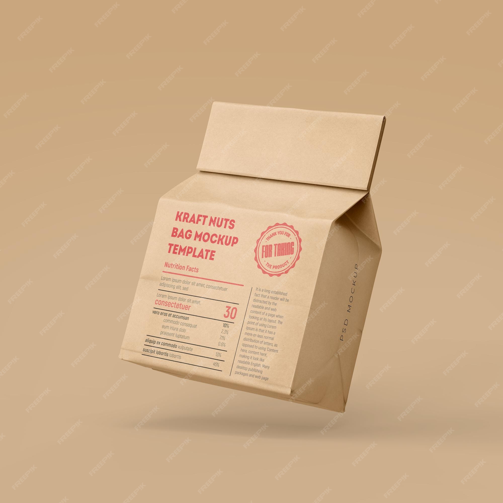 Premium Psd | Paper Bag Packaging Mockup As Coffee Bag Or Nuts Bag For  Branding