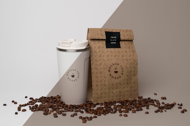 PSD paper bag with coffee mock up