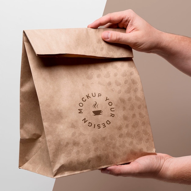 PSD paper bag with coffee mock up