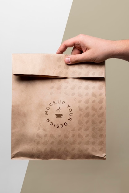 Paper bag with coffee mock up