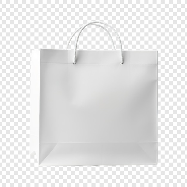 Un sacchetto di carta con una maniglia su uno sfondo trasparente
