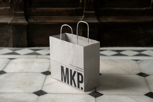 PSD paper bag with hidraulic tiles mockup