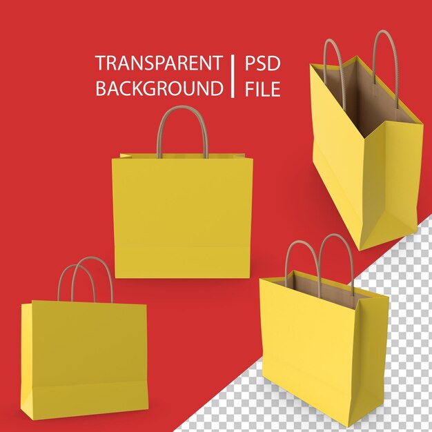 PSD paper bag yellow png