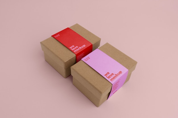 Paper belts boxes mockup design