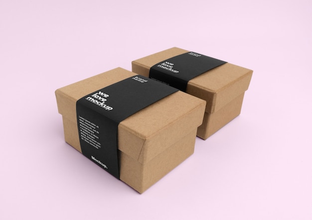 PSD paper belts boxes mockup design