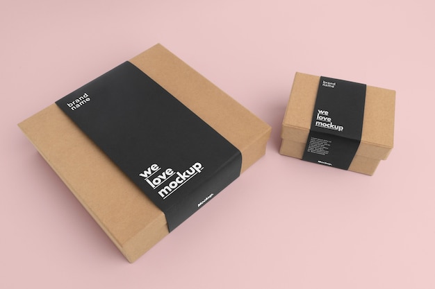 Paper belts boxes mockup design