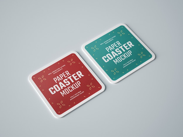 Paper beverage coaster mockup