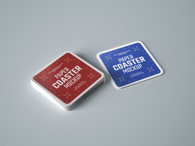 PSD paper beverage coaster mockup