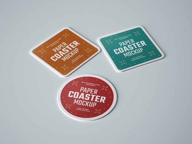 PSD paper beverage coaster mockup