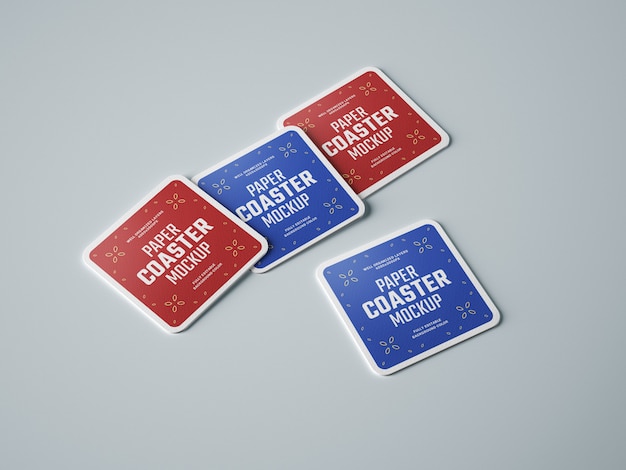 PSD paper beverage coaster mockup