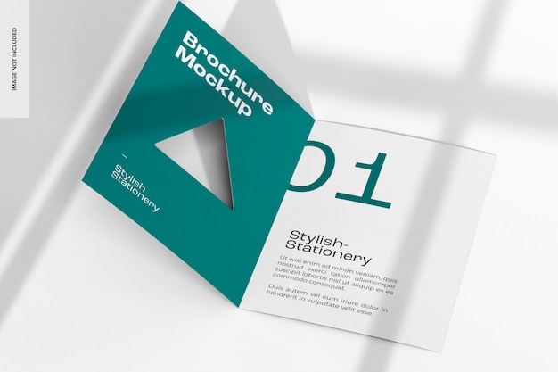 종이 Bifold 브로셔 목업, 오른쪽 보기
