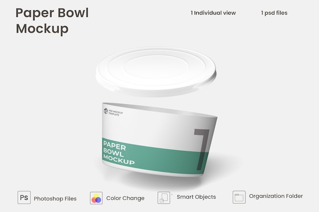 Paper bowl mockup premium psd