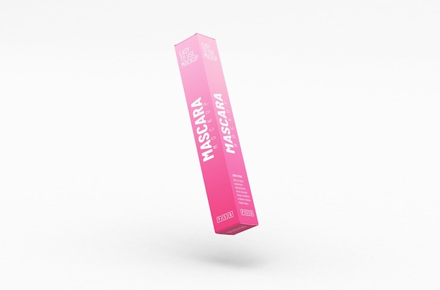 PSD paper box for mascara tube packaging template for product design mockup on clean background