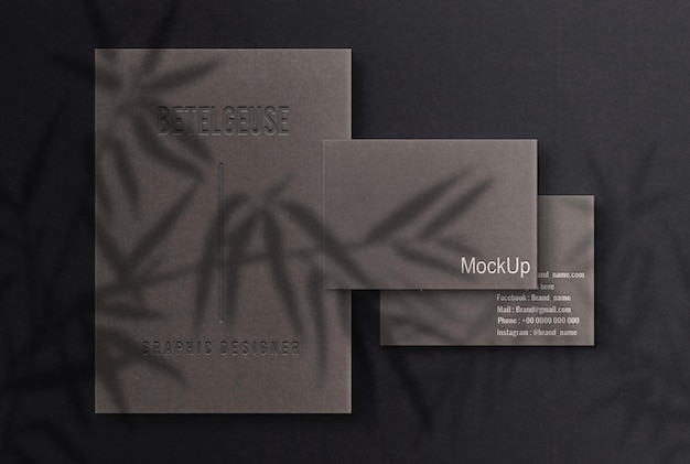 PSD paper and business card embossed mockup