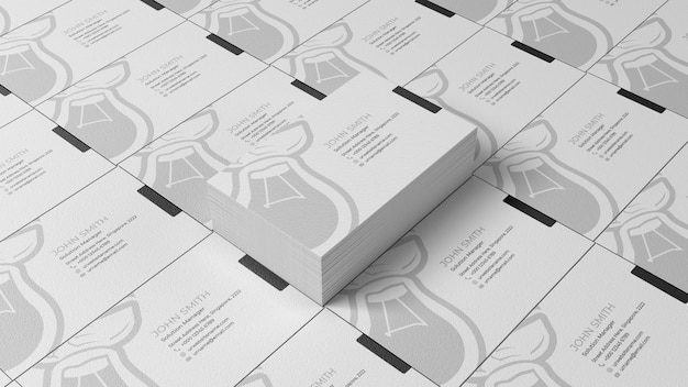 Paper business card stack mockup