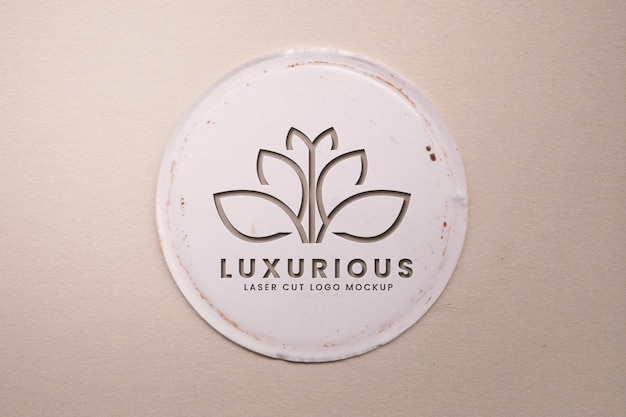 paper business logo psd mockup in debossed style