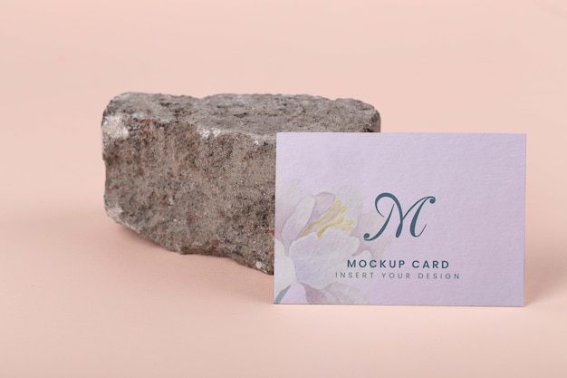 PSD paper card mock-up with stone and rocks