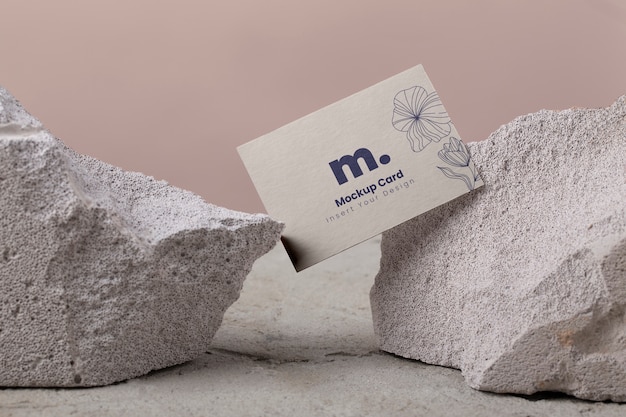 Paper card mock-up with stone and rocks