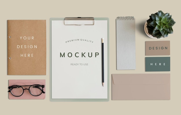 paper and card mockups flatlay