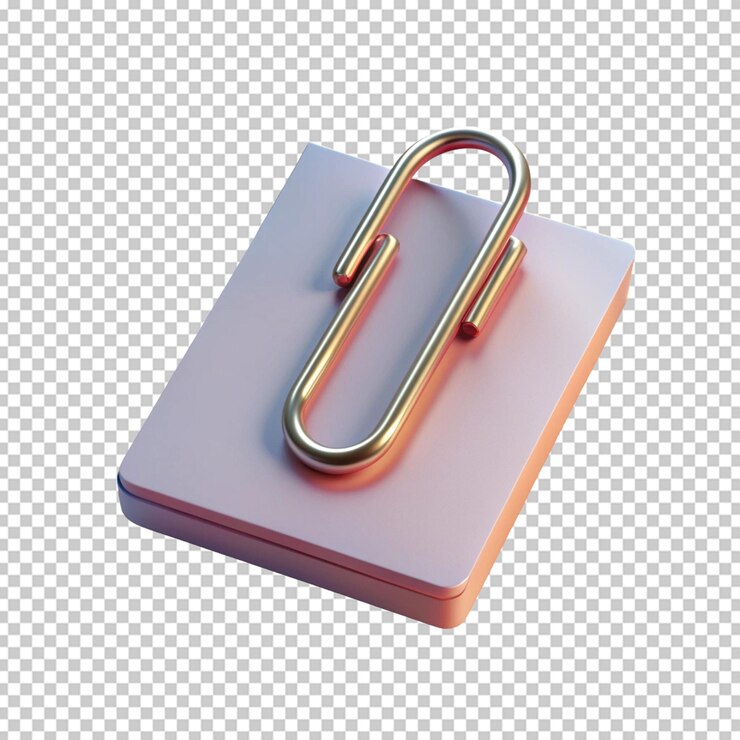 PSD paper clip illustration of 3d realistic metal clip