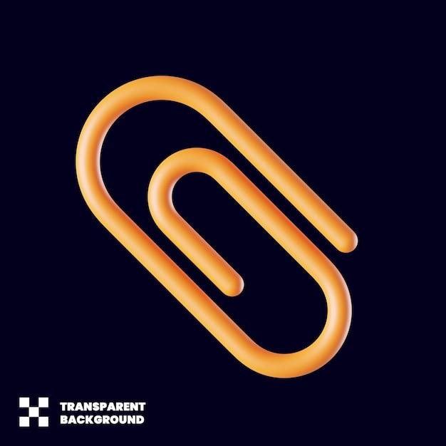 PSD paper clip stationery icon in minimalist 3d render