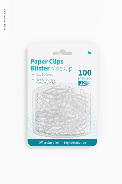 paper clips blister mockup, top view