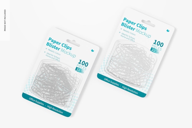 Paper clips blisters mockup