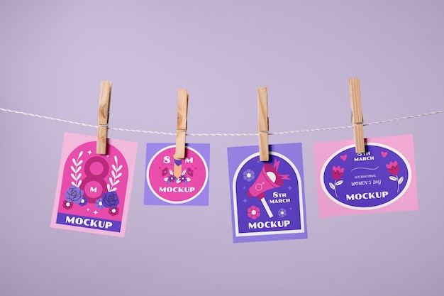 PSD paper on clothesline mockup