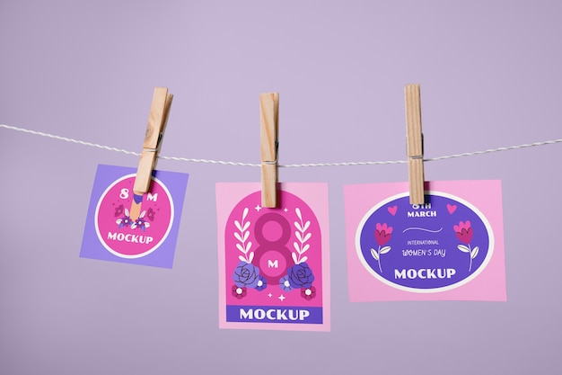 Paper on clothesline mockup