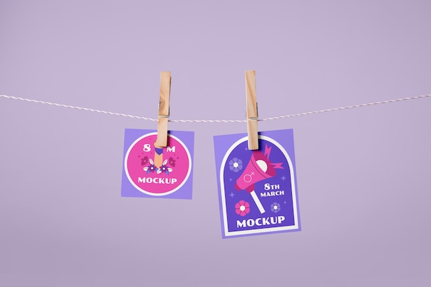 PSD paper on clothesline mockup