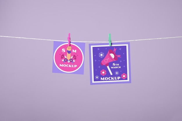 PSD paper on clothesline mockup