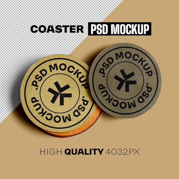 PSD paper coaster mockup