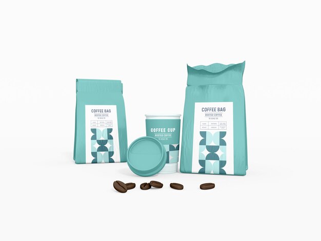 Mockup di branding della borsa del caffè di carta