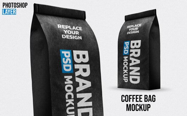 Paper coffee bag mockup design