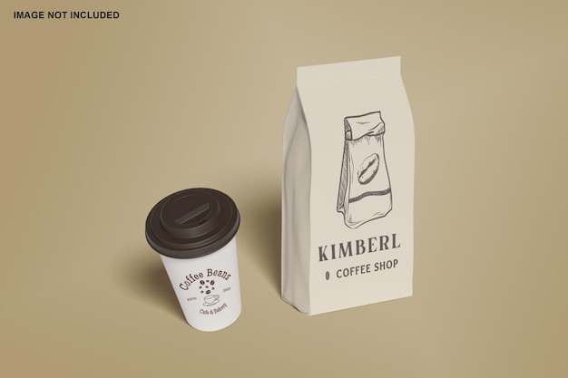 PSD paper coffee bag mockup