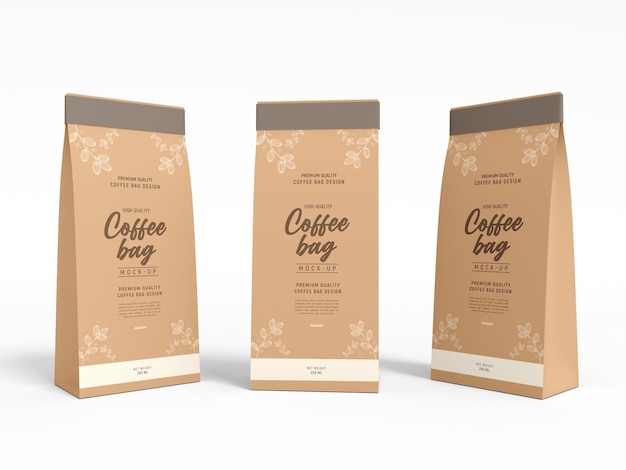 Mockup di imballaggio per sacchetti di caffè di carta