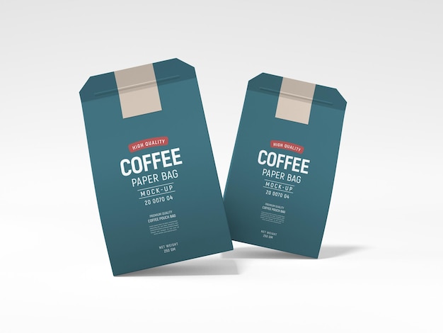 Paper coffee bag packaging mockup