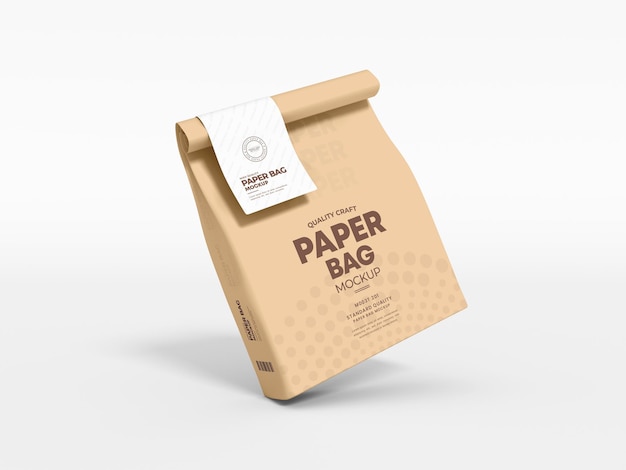 Paper coffee bag with tag packaging mockup