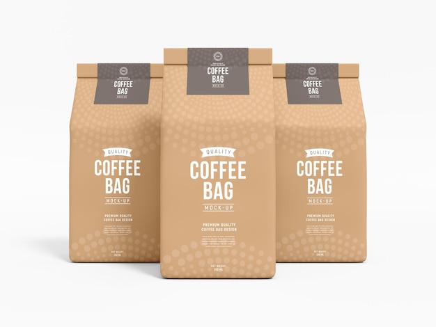 タグ包装モックアップ付き紙コーヒーバッグ