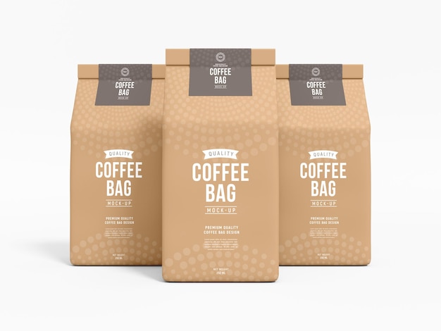 Borsa da caffè in carta con mockup di imballaggio etichetta