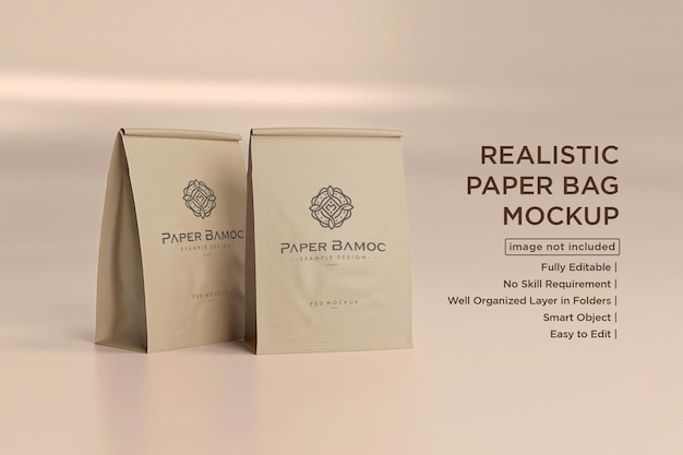 PSD paper coffee bags mockup