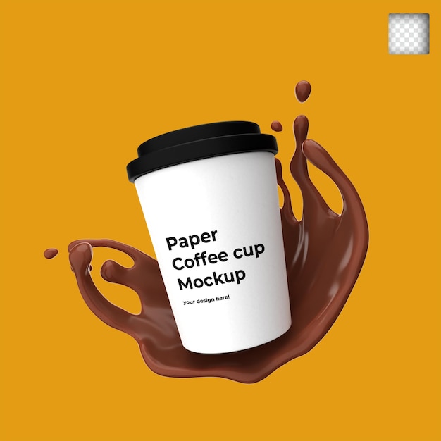 Paper coffee cup mockup with splash