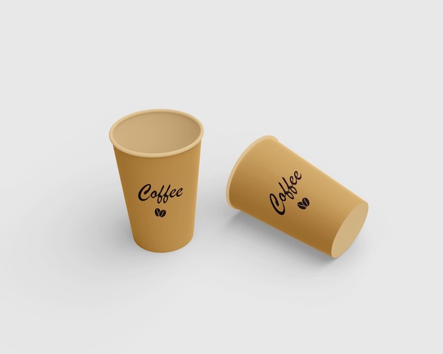 紙のコーヒーカップのモックアップ