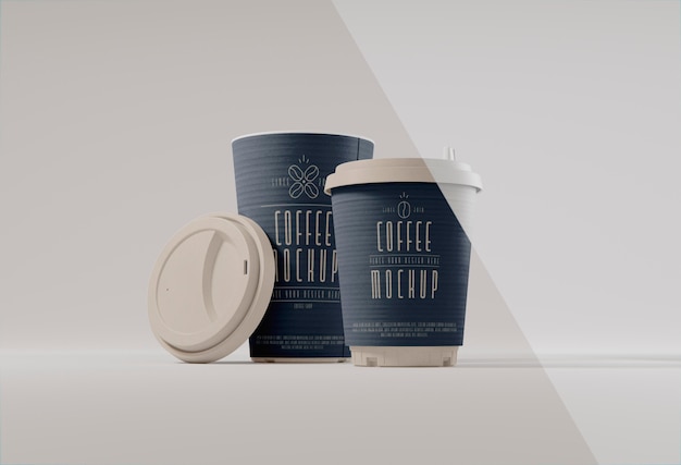 Paper coffee cups branding arrangement