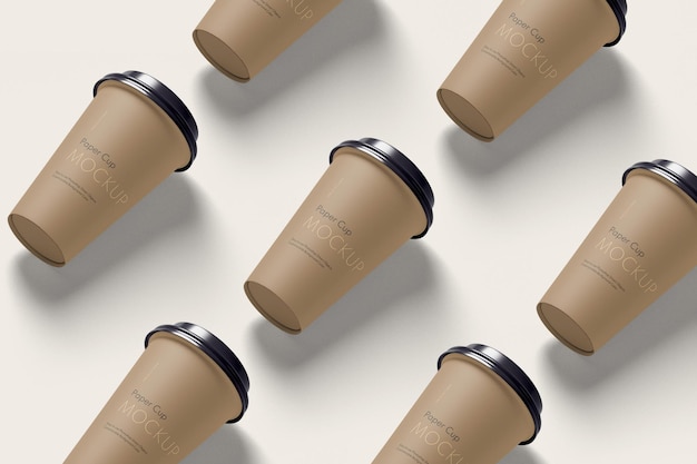 PSD paper coffee cups mockup