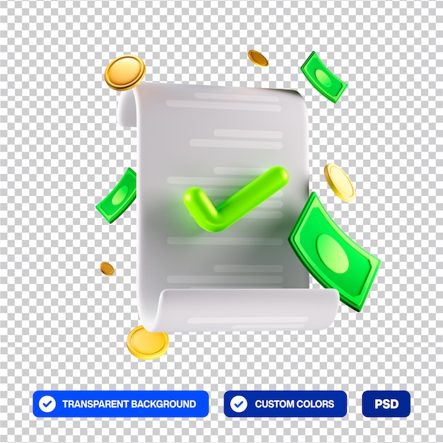 紙コントラクト ゴールドコイン 3D アイコン イラスト