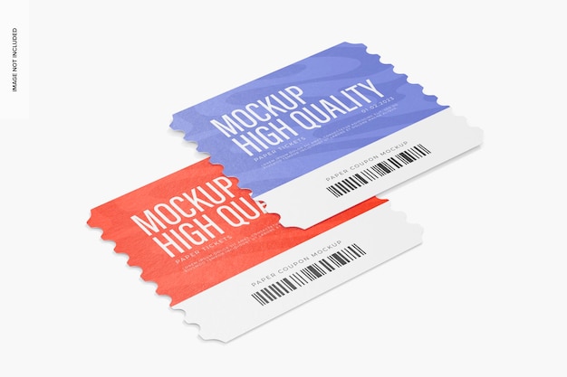 Paper coupons mockup, perspective