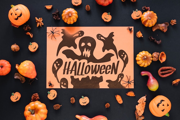 PSD paper cover mockup with halloween concept