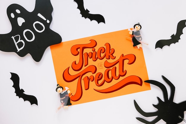 Paper cover mockup with halloween concept