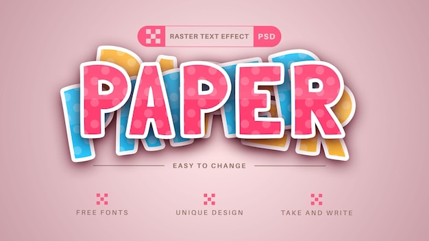 PSD paper craft editable text effect font style